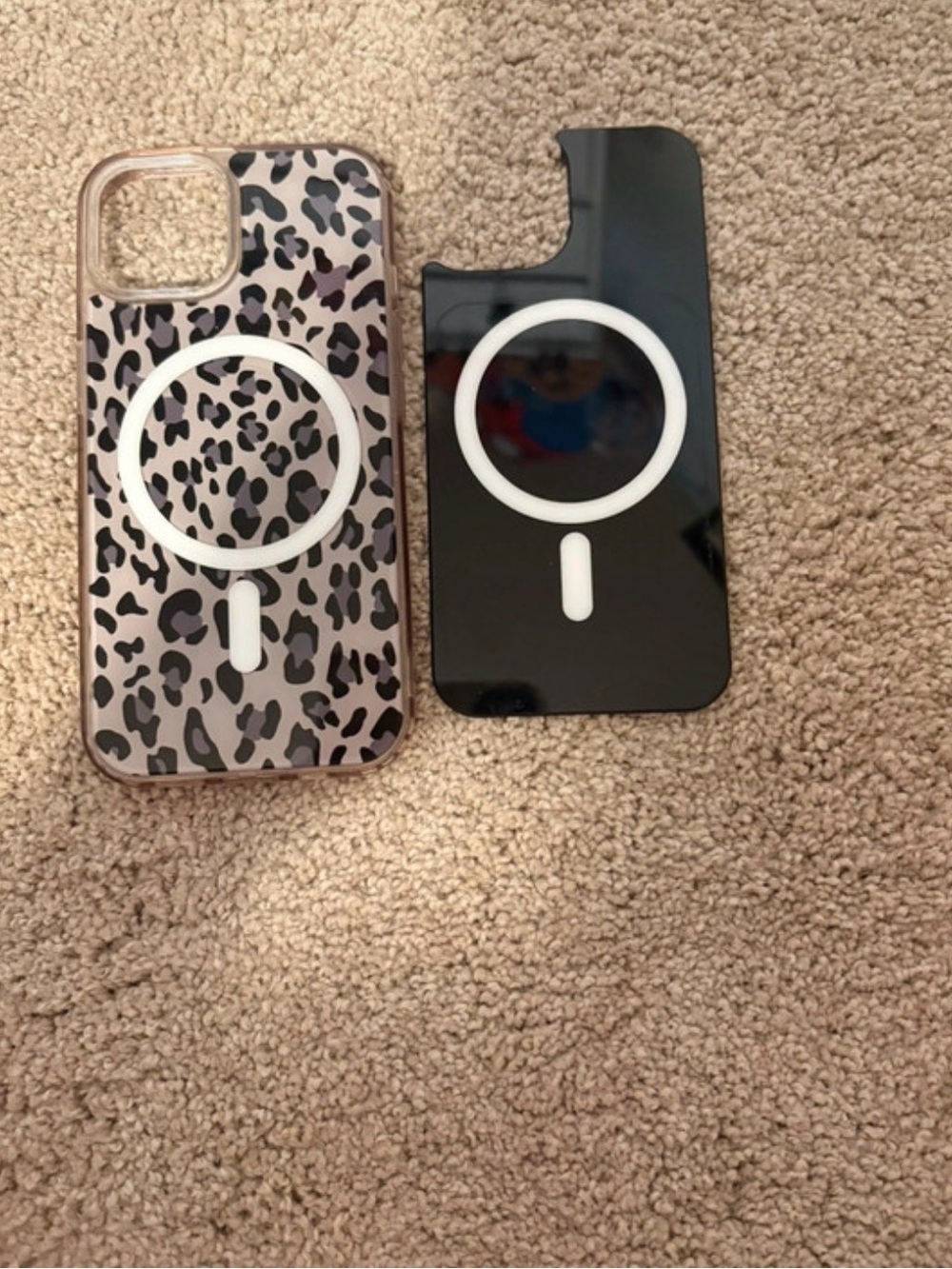 Leopard Print and Black MagSafe-Compatible iPhone 12 Cases